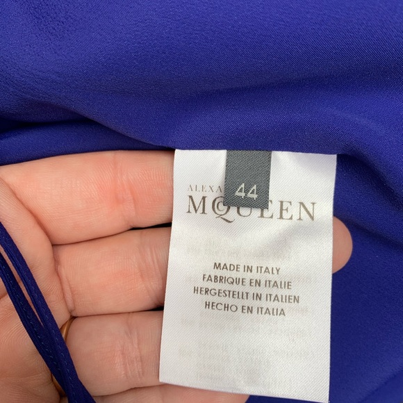 Alexander McQueen Royal,Cobalt Blue V-Neck A-Line Mini Dress Sz 44 US 8 Medium - Picture 11 of 15